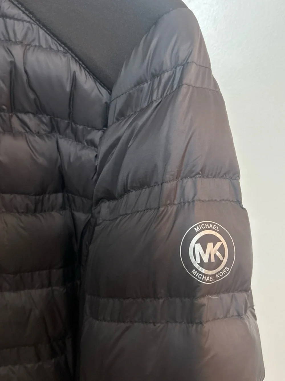 Michael Kors Kids Black Quilted Puffer Jacket with MK Zip Charm
